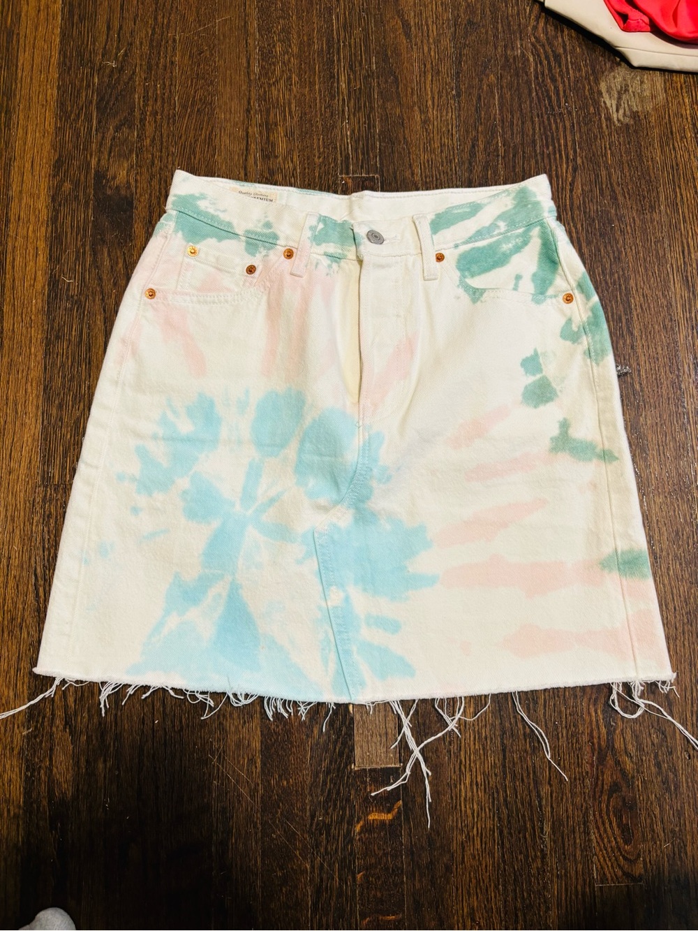 LEVI’S, Tie-Dye Denim Mini Skirt - Pastel Blue & Pink, Size 27